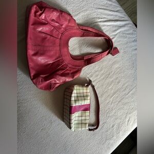 Pink Leather Tote Bag